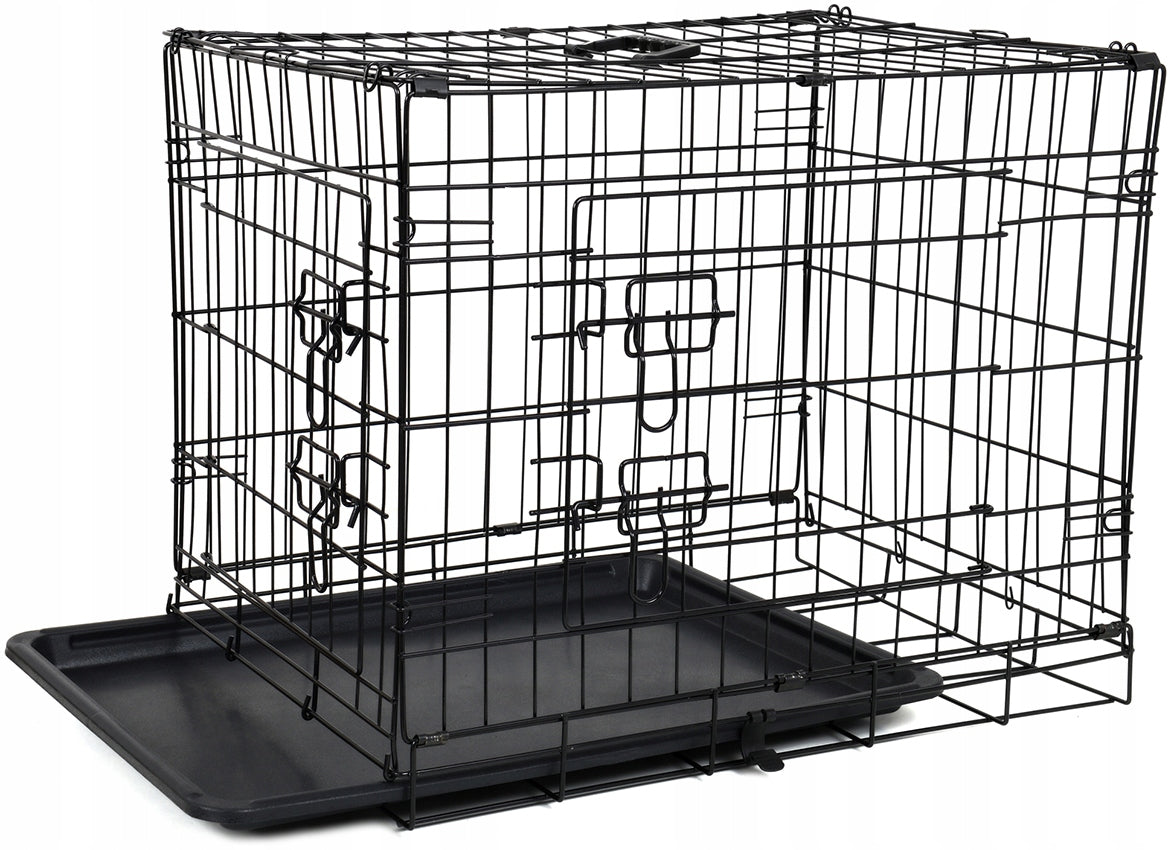 Metalowa klatka kennelowa dla psa 63 x 44 x 50,5 cm z kuwetą, składana – rozmiar M/L