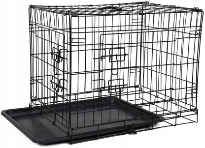 Metalowa klatka kennelowa dla psa 63 x 44 x 50,5 cm z kuwetą, składana – rozmiar M/L