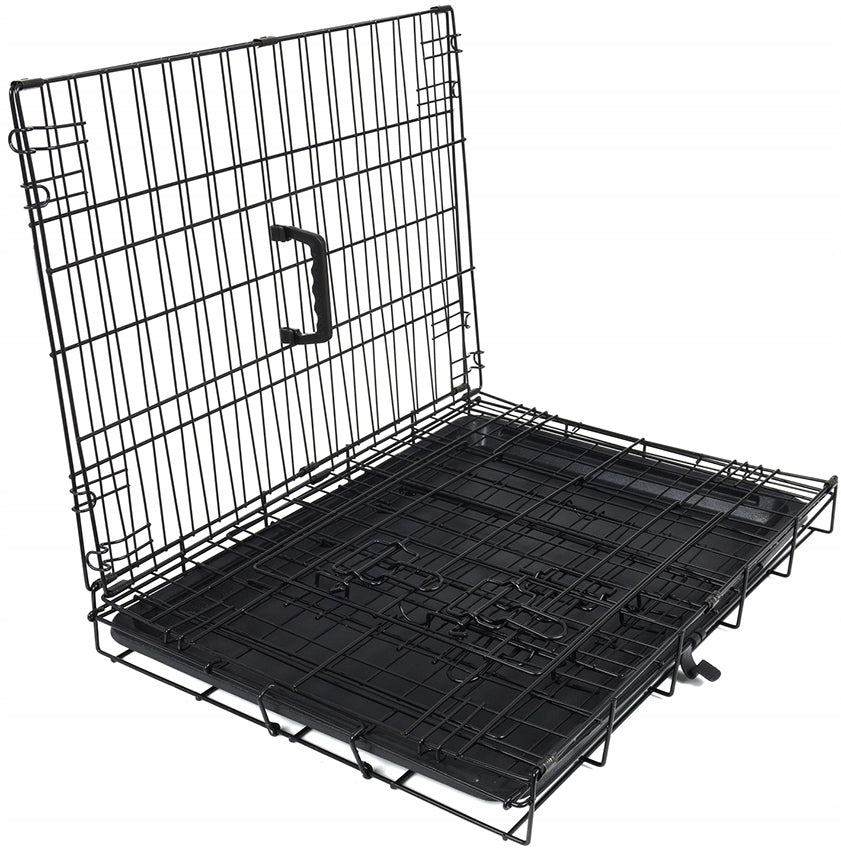 Metalowa klatka kennelowa dla psa 63 x 44 x 50,5 cm z kuwetą, składana – rozmiar M/L