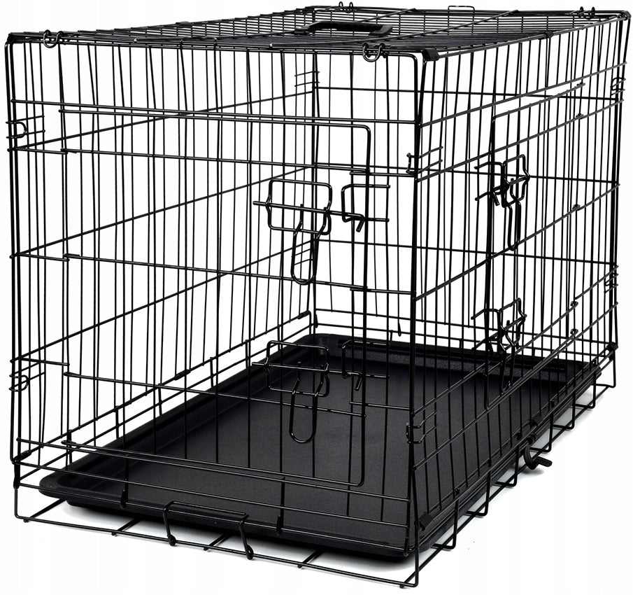 Klatka kennelowa dla psa metalowa 77,5 x 48,5 x 55,5 cm, składana z tacą – rozmiar L