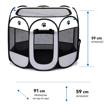 Petify Kojec dla psa i kota składany 91 x 91 x 59 cm z siatką – materiałowy