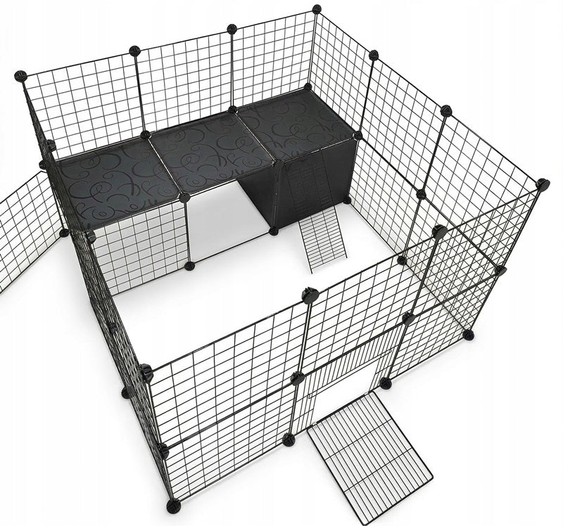 Nobo Kids Modułowa klatka kojec dla królika i gryzoni 110 x 72 x 73 cm, metalowa – czarna
