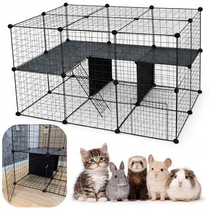 Nobo Kids Modułowa klatka kojec dla królika i gryzoni 110 x 72 x 73 cm, metalowa – czarna