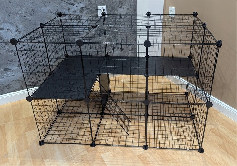 Nobo Kids Modułowa klatka kojec dla królika i gryzoni 110 x 72 x 73 cm, metalowa – czarna