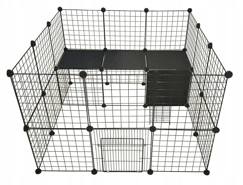 Nobo Kids Modułowa klatka kojec dla królika i gryzoni 110 x 72 x 73 cm, metalowa – czarna