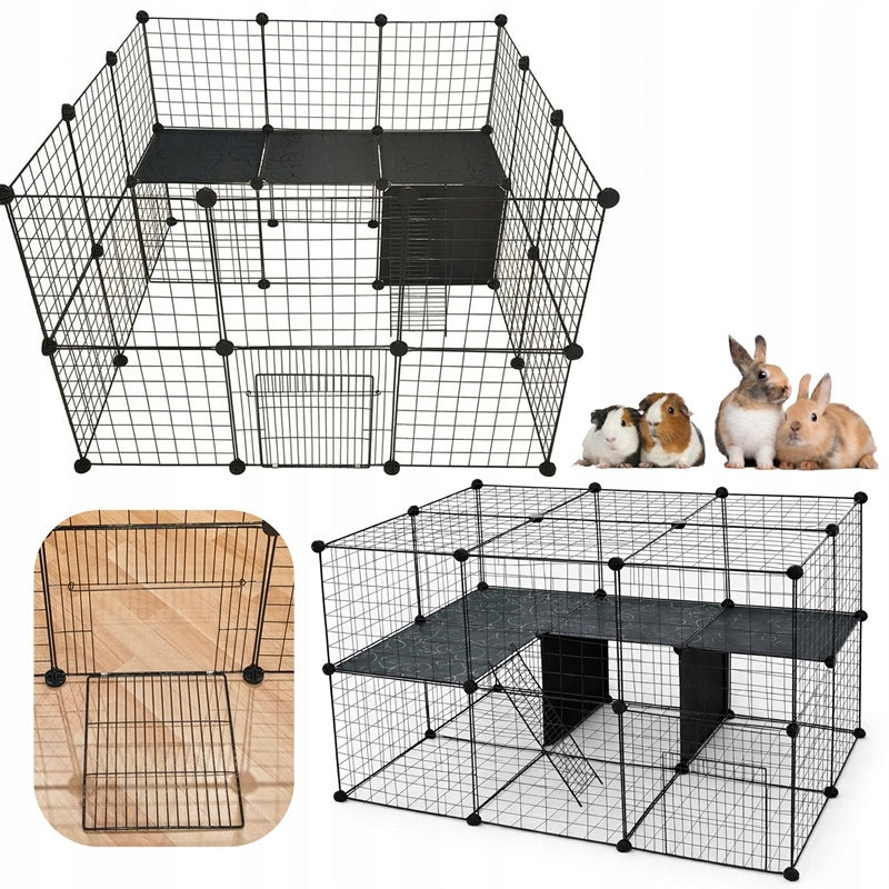 Nobo Kids Modułowa klatka kojec dla królika i gryzoni 110 x 72 x 73 cm, metalowa – czarna