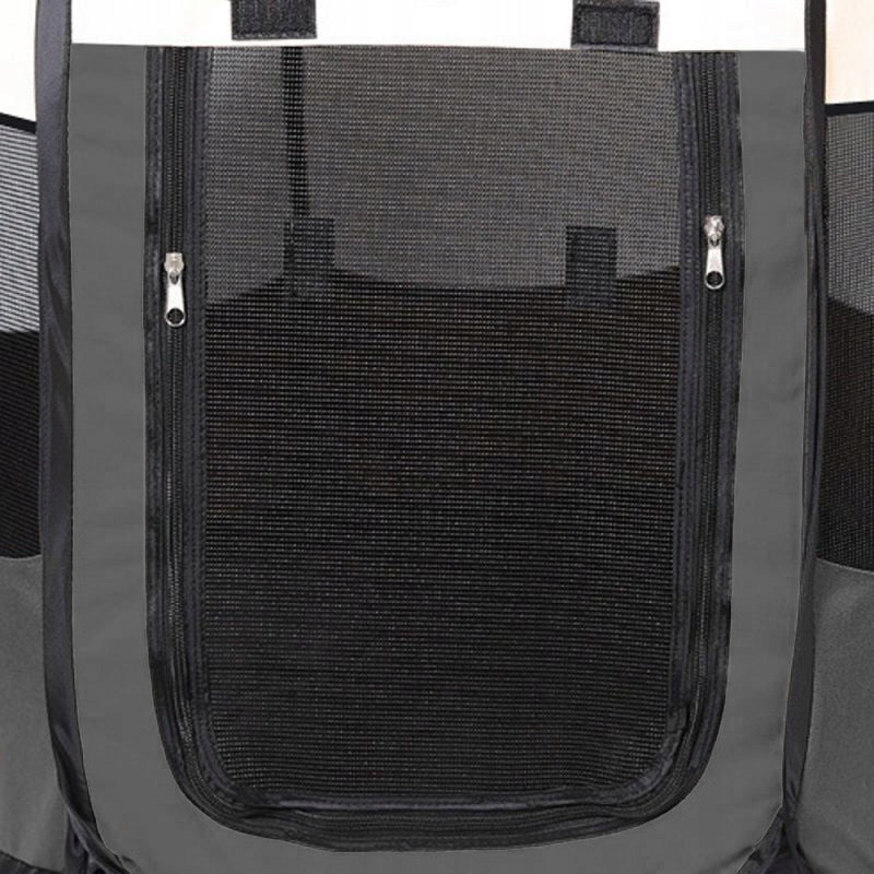 Kojec składany dla psa i kota 74 x 74 x 43 cm z podłogą i siatką, tekstylny – szary, L