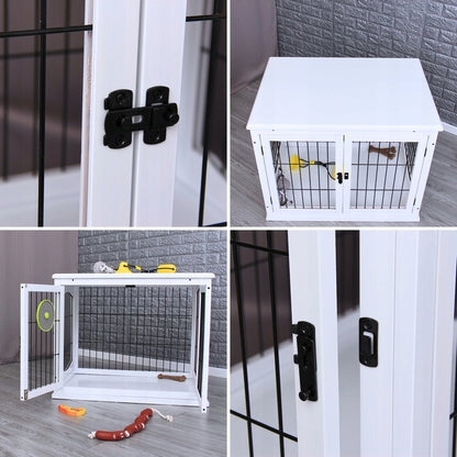 Oh!Dog drewniana klatka dla psa 80x58x66,5 cm z dwoma wejściami – kojec i stolik
