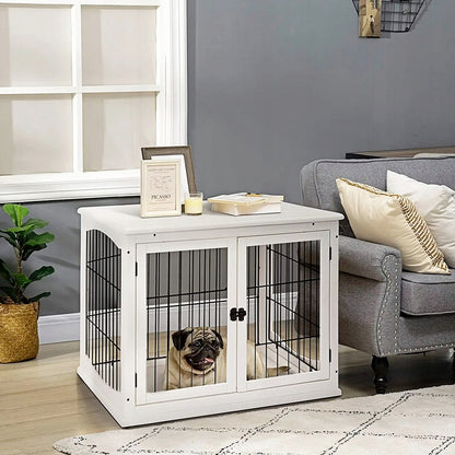 Oh!Dog drewniana klatka dla psa 80x58x66,5 cm z dwoma wejściami – kojec i stolik