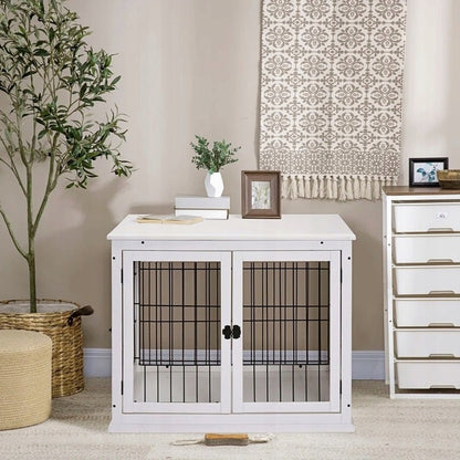 Oh!Dog drewniana klatka dla psa 80x58x66,5 cm z dwoma wejściami – kojec i stolik