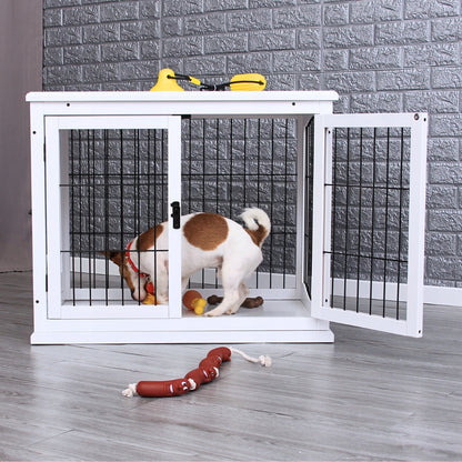 Oh!Dog drewniana klatka dla psa 80x58x66,5 cm z dwoma wejściami – kojec i stolik