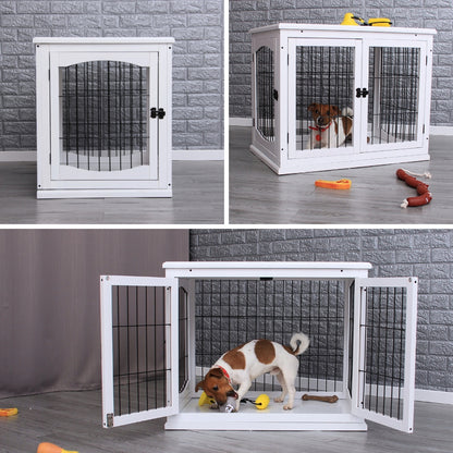 Oh!Dog drewniana klatka dla psa 80x58x66,5 cm z dwoma wejściami – kojec i stolik