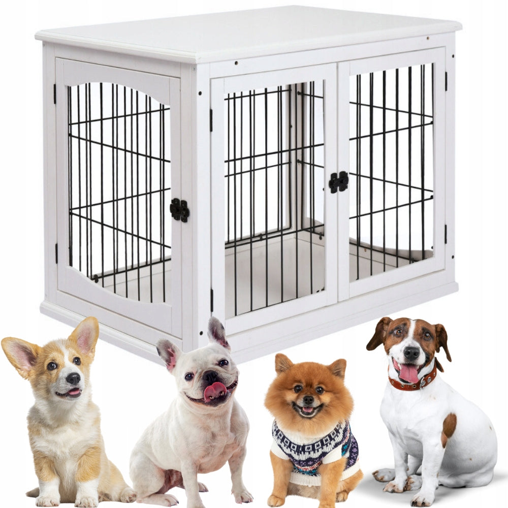 Oh!Dog drewniana klatka dla psa 80x58x66,5 cm z dwoma wejściami – kojec i stolik