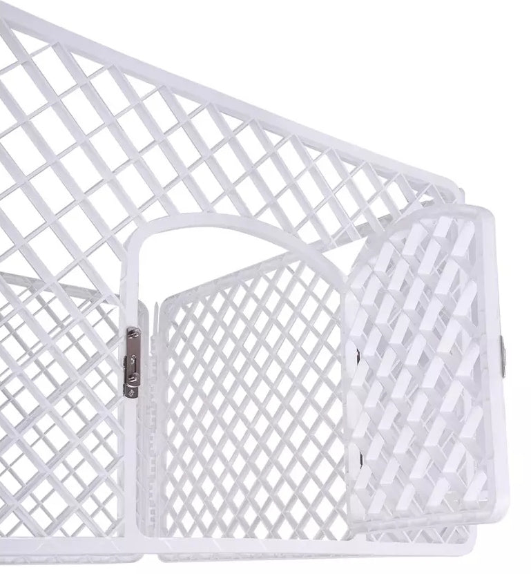 K&M Kojec dla psa i szczeniąt 90 x 90 x 60 cm składany, z bramką, model I220 – biały