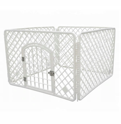 K&M Kojec dla psa i szczeniąt 90 x 90 x 60 cm składany, z bramką, model I220 – biały