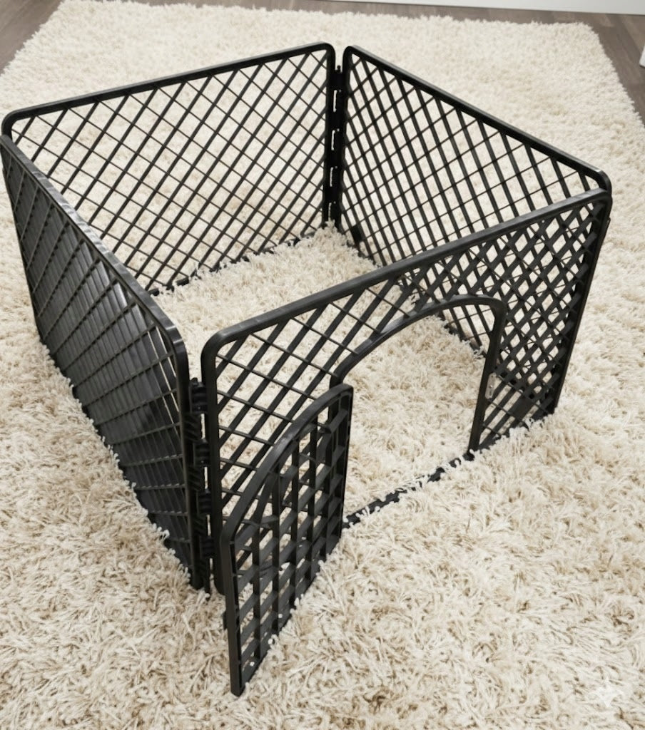 Kojec dla psa i szczeniąt 90x90x60 cm składany z bramką, do domu i ogrodu – czarny