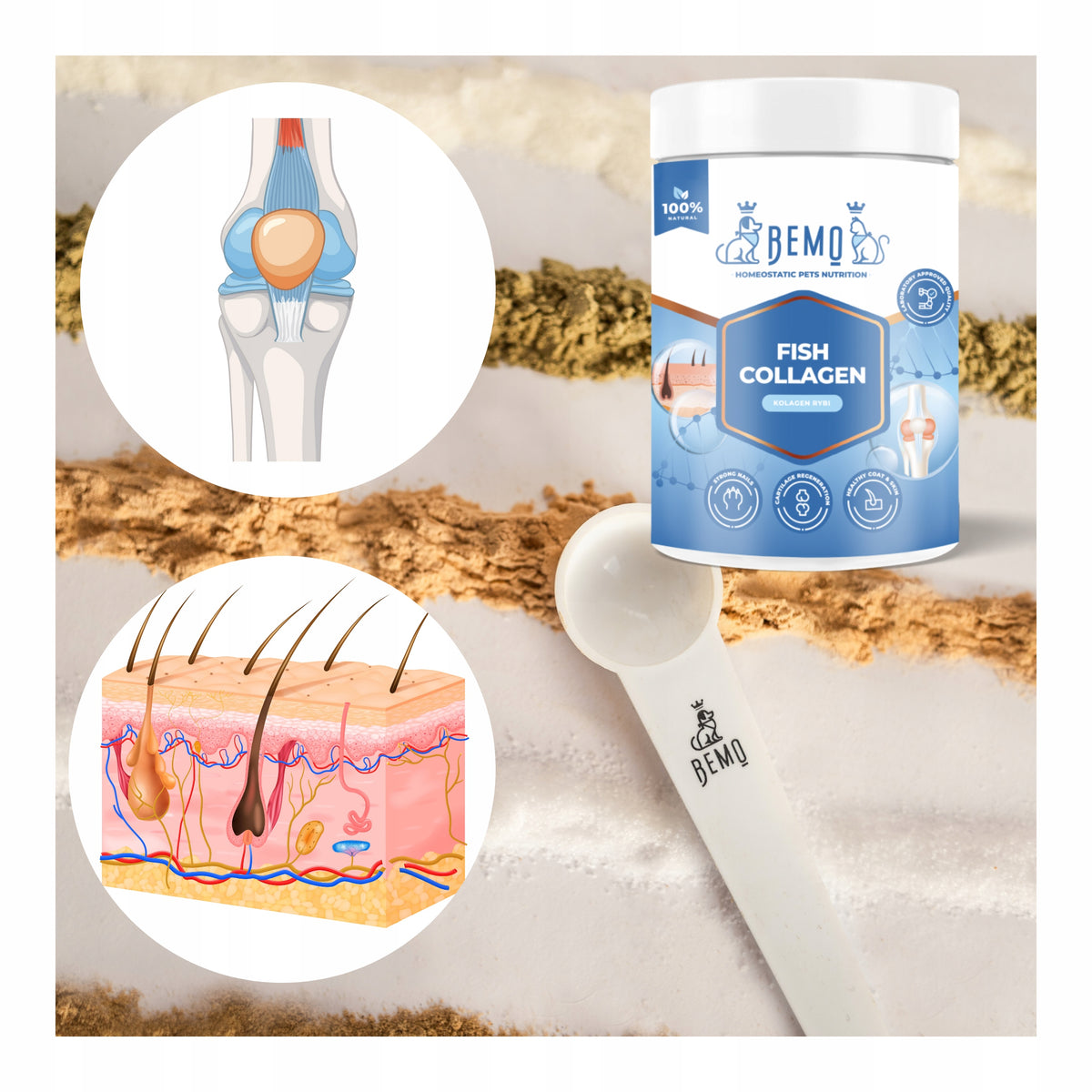 Bemo Fish Collagen kolagen dla psa 130 g – hydrolizowany kolagen rybi w proszku