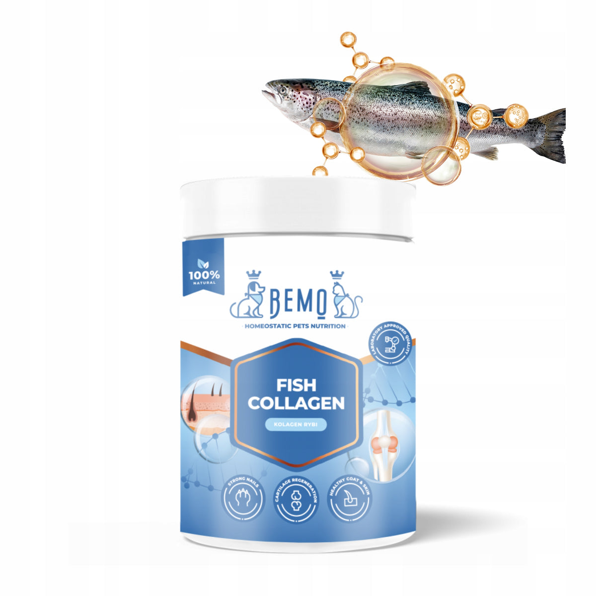 Bemo Fish Collagen kolagen dla psa 130 g – hydrolizowany kolagen rybi w proszku