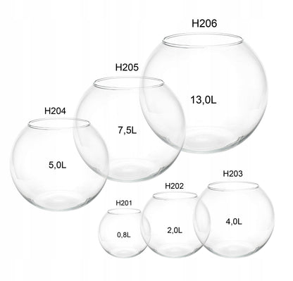 Happet Akwarium kula szklana 4 l – mini akwarium dla ryb na biurko, wysokość 15 cm
