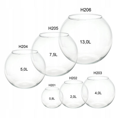 Happet Kula akwarystyczna szklana 7,5 l – okrągłe mini akwarium dla ryb, średnica 24,3 cm