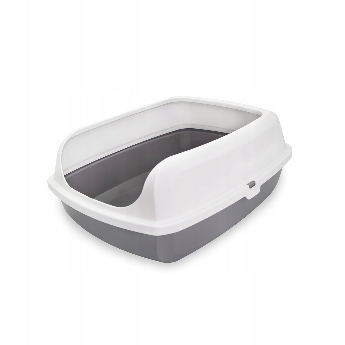 Carinio Gray Bay kuweta dla kota otwarta 56 x 42 x 25 cm z rantem i łopatką, rozmiar L – szara