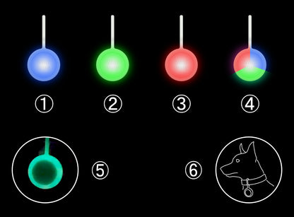 Waudog Świecąca latarka LED dla psa 37 mm, silikonowa, ładowanie USB-C, IP54 – wielokolorowa