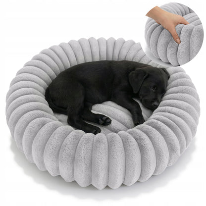 Dogguru Legowisko dla psa i kota okrągłe 60 cm, miękkie futerko, antypoślizgowe – szare