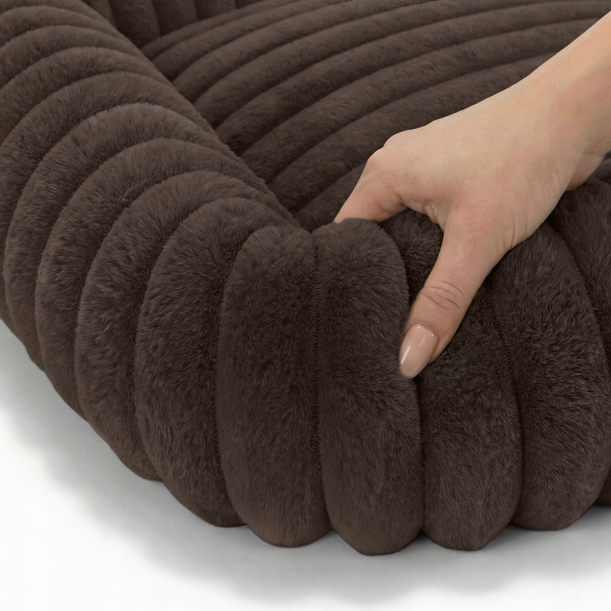 Dogguru Tola legowisko dla psa i kota 80x70 cm z poduszkami, futerko królicze – brązowe