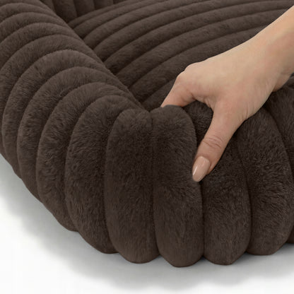 Dogguru Tola legowisko dla psa i kota 80x70 cm z poduszkami, futerko królicze – brązowe