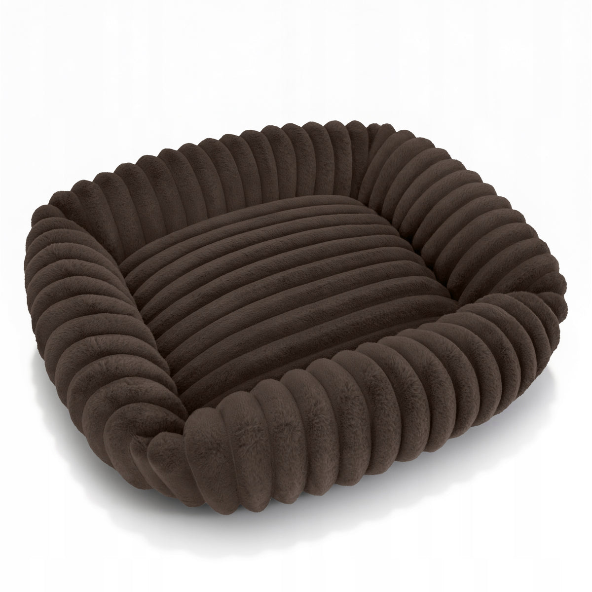 Dogguru Tola legowisko dla psa i kota 80x70 cm z poduszkami, futerko królicze – brązowe
