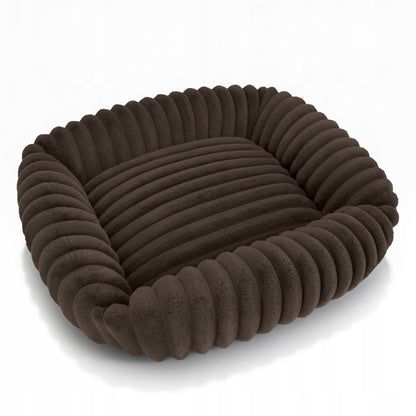 Dogguru Tola legowisko dla psa i kota 80x70 cm z poduszkami, futerko królicze – brązowe