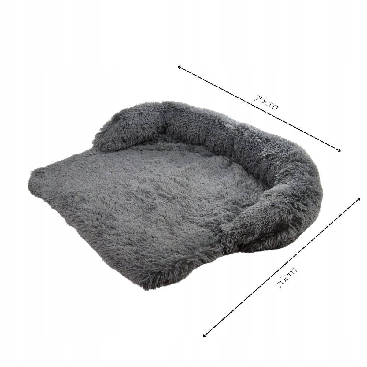 Pluszowe legowisko dla psa i kota 76 x 76 cm, włochate, antypoślizgowy spód – szare