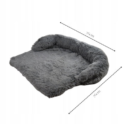 Pluszowe legowisko dla psa i kota 76 x 76 cm, włochate, antypoślizgowy spód – szare