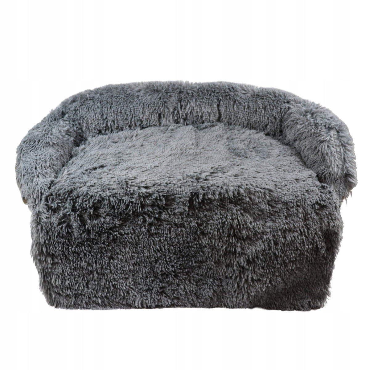 Pluszowe legowisko dla psa i kota 76 x 76 cm, włochate, antypoślizgowy spód – szare