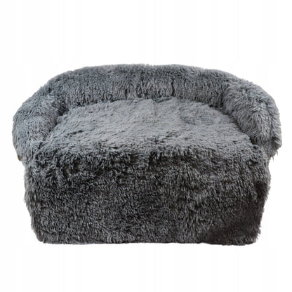 Pluszowe legowisko dla psa i kota 76 x 76 cm, włochate, antypoślizgowy spód – szare
