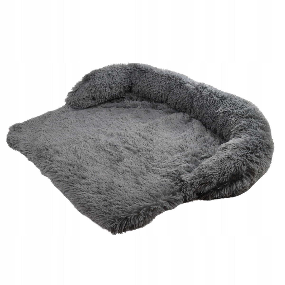 Pluszowe legowisko dla psa i kota 76 x 76 cm, włochate, antypoślizgowy spód – szare