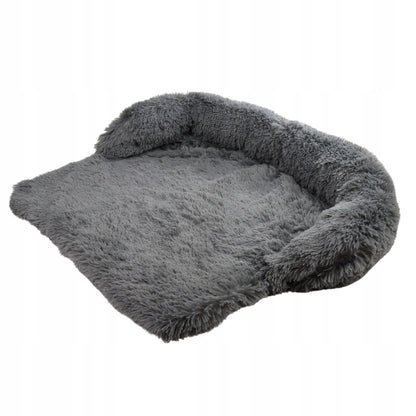 Pluszowe legowisko dla psa i kota 76 x 76 cm, włochate, antypoślizgowy spód – szare