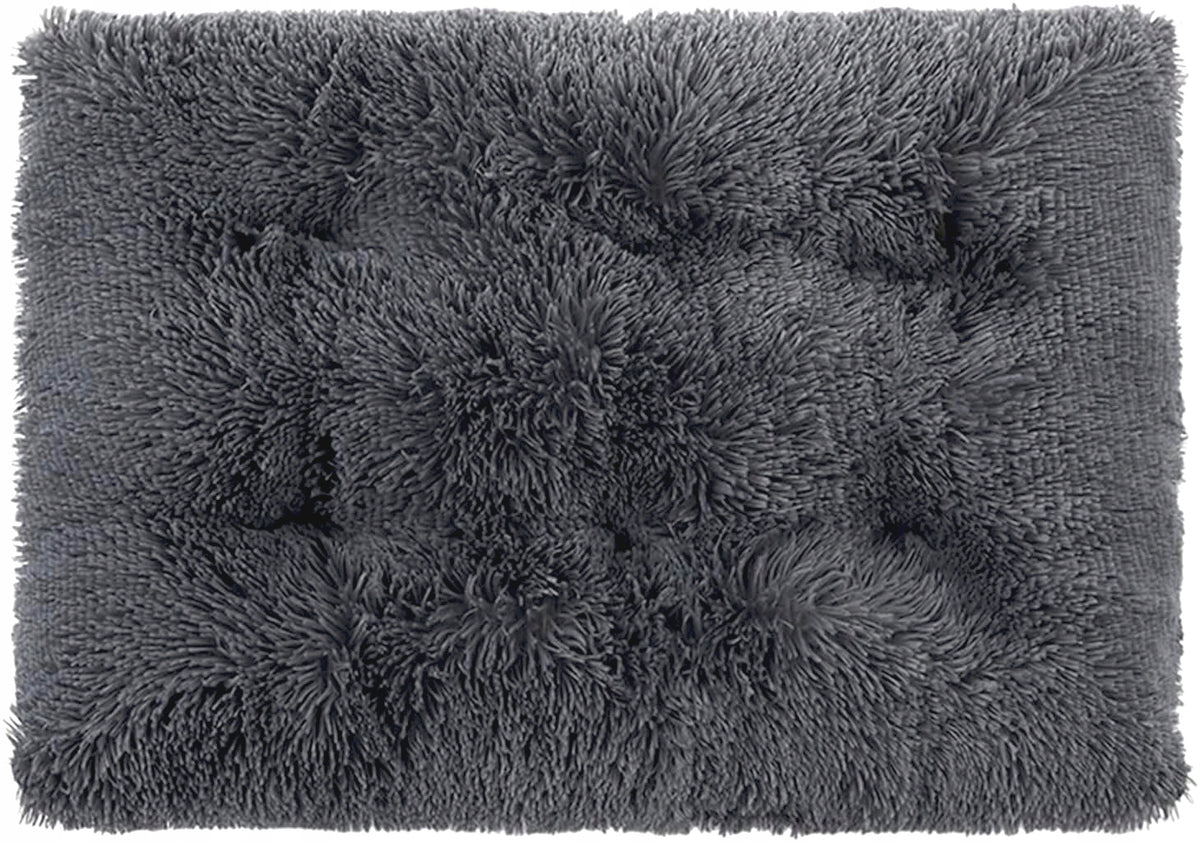 Legowisko dla psa 120x70 cm pluszowe shaggy, antypoślizgowe, dla dużego psa – szare