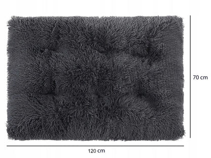 Legowisko dla psa 120x70 cm pluszowe shaggy, antypoślizgowe, dla dużego psa – szare