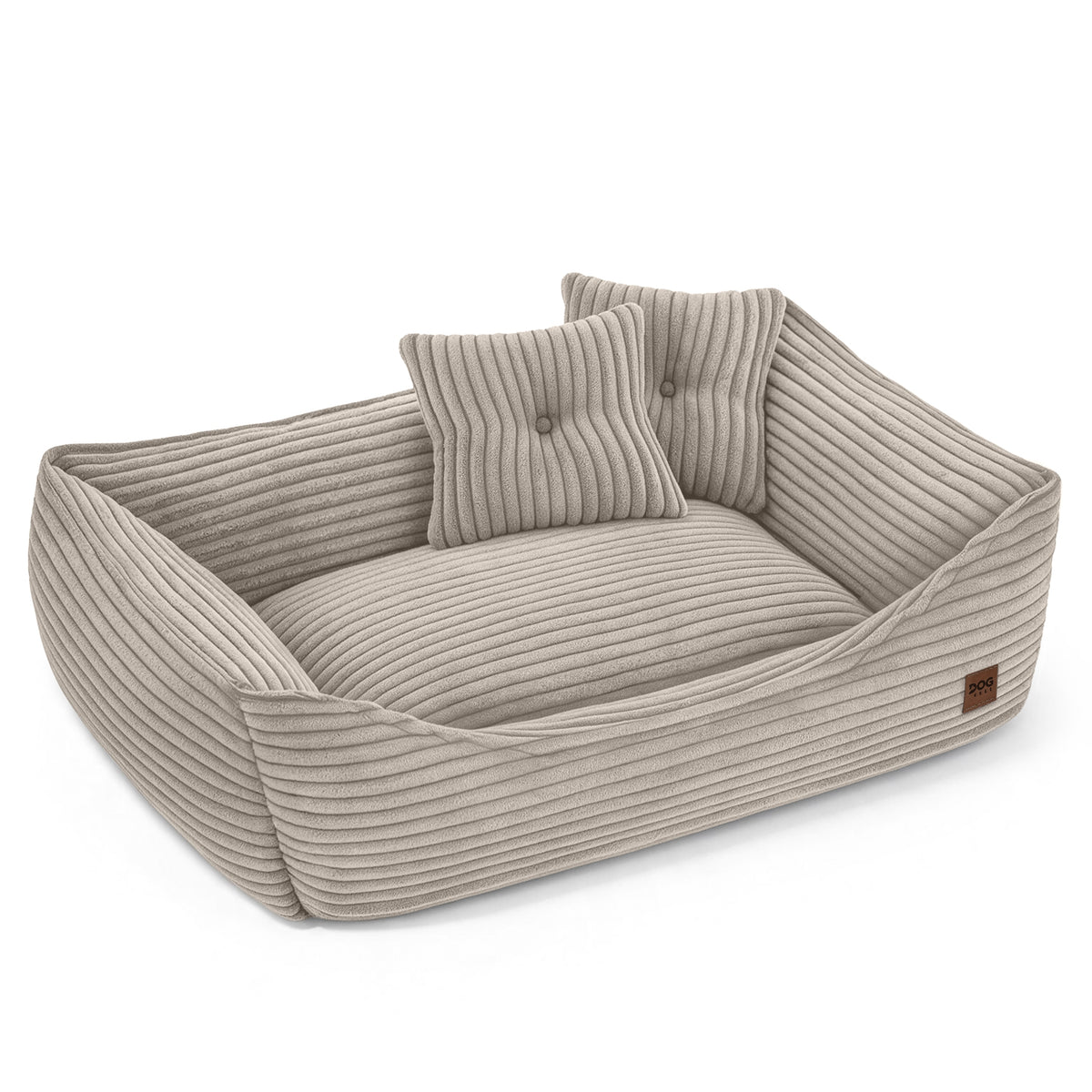 Legowisko dla psa sofa 70 x 50 cm z poduszkami, owalne, poliester – beżowe