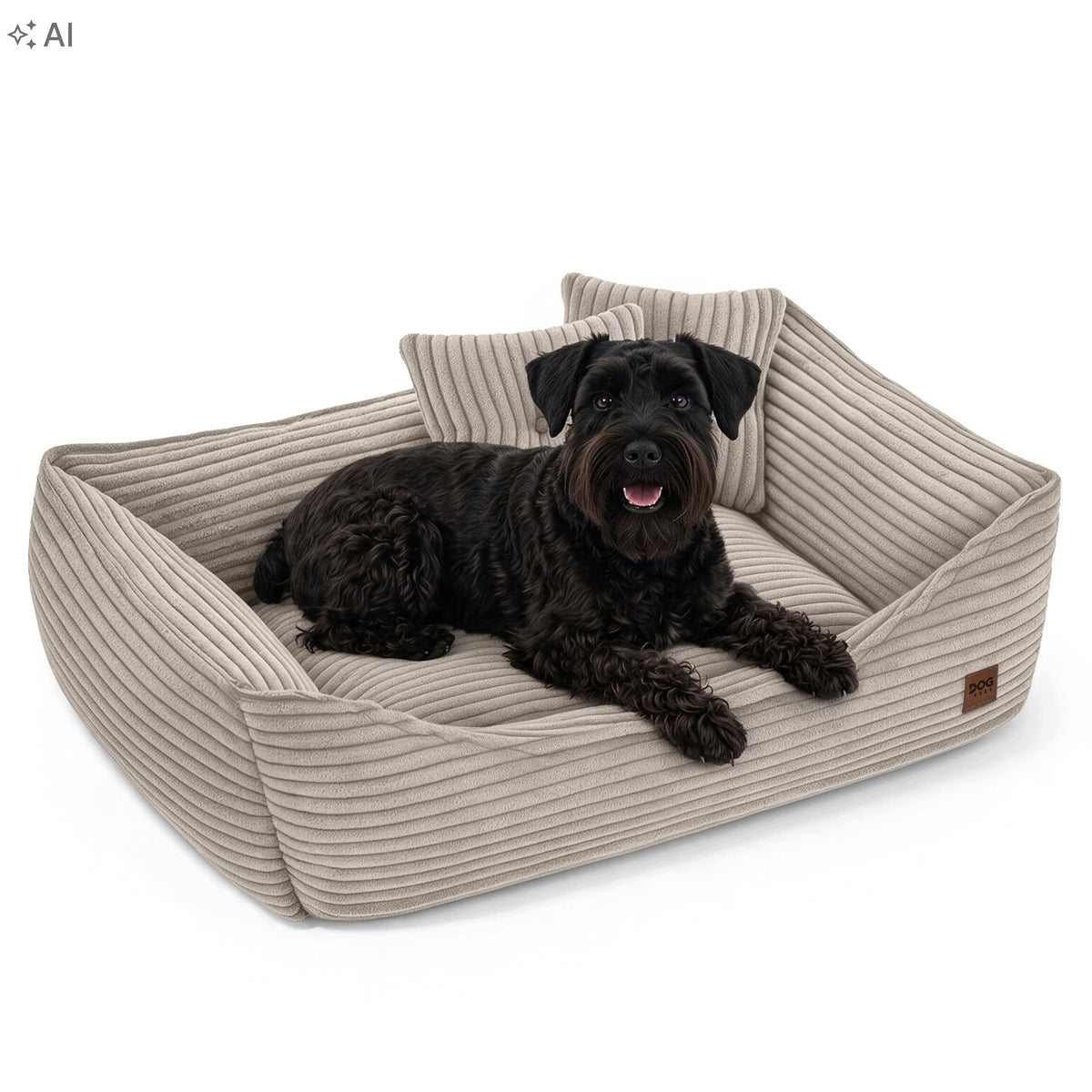 Legowisko dla psa sofa 70 x 50 cm z poduszkami, owalne, poliester – beżowe