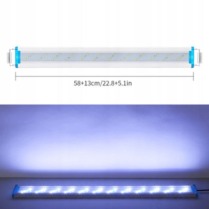 Lampa LED do akwarium 58–70 cm regulowana, 13 W, 6500K, 60 diod – biało-niebieska