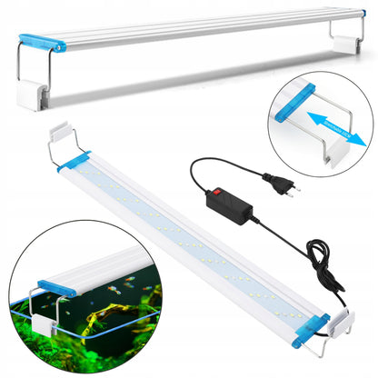 Lampa LED do akwarium 58–70 cm regulowana, 13 W, 6500K, 60 diod – biało-niebieska
