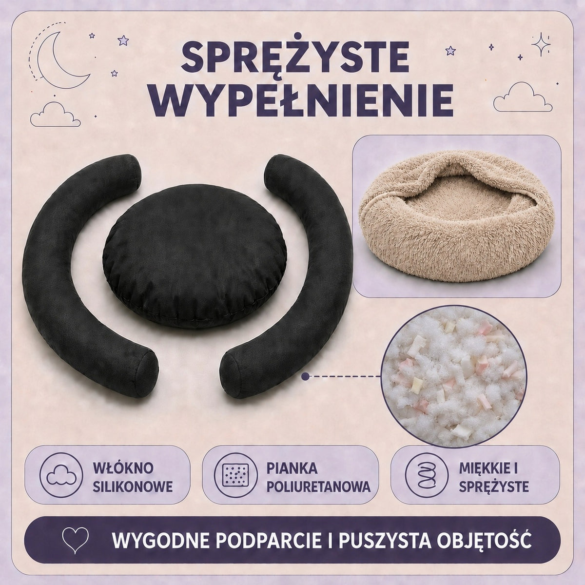 Legowisko norka dla psa 80 cm 2 w 1, pluszowe shaggy, zdejmowany pokrowiec – beżowe