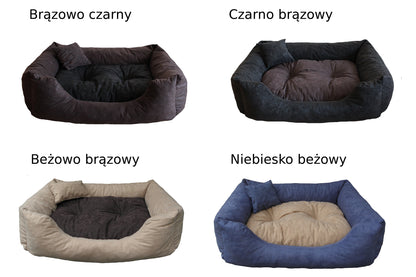 Legowisko dla dużego psa XXL 100x80 cm z wyjmowaną poduszką, prostokątne – beżowe
