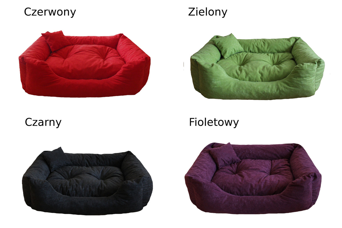 Legowisko dla psa 80x60 cm wodoodporne z poduszką, do 18 kg, szyte w Polsce – czarne