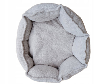 Legowisko gniazdko dla psa i kota 50 cm, boucle, burty 21 cm, rozmiar S – ecru