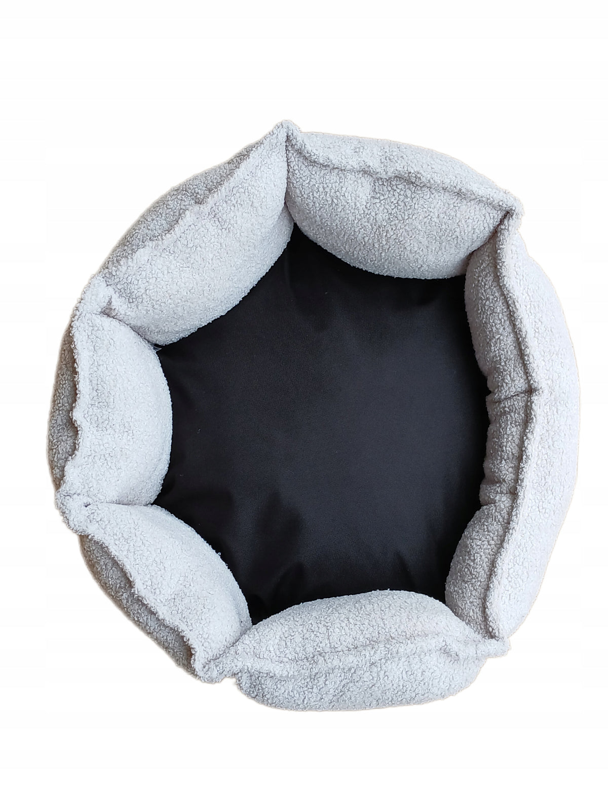 Legowisko gniazdko dla psa i kota 50 cm, boucle, burty 21 cm, rozmiar S – ecru