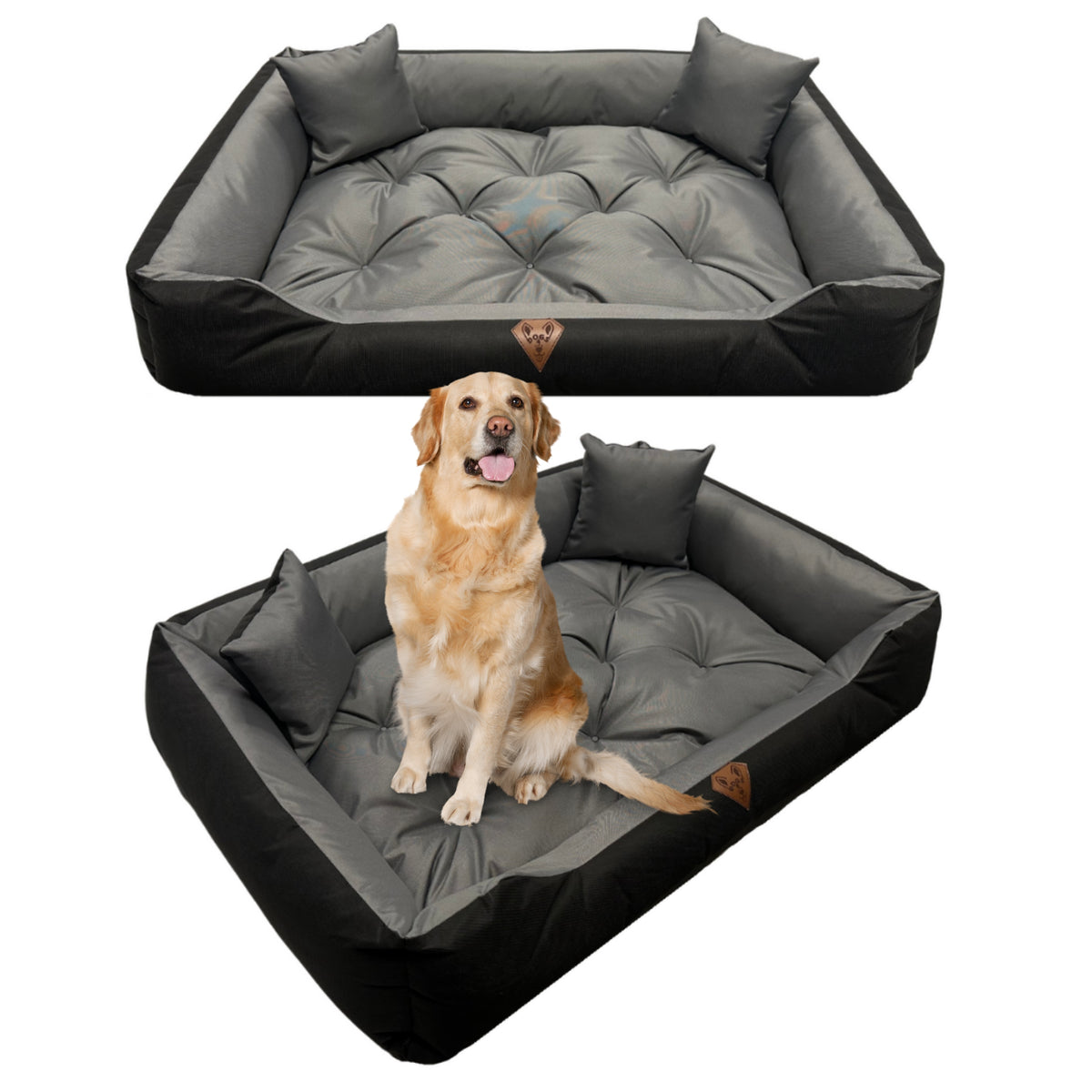 Dogs4life Legowisko dla psa 100 x 75 cm wodoodporne z Cordury, dla dużego psa – czarne
