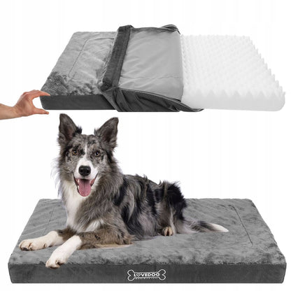 Lovedog Legowisko ortopedyczne dla psa 90x60 cm, pianka Egg, do 25 kg – szare